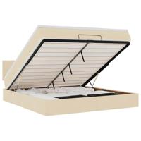 Ottoman bed met matras 180x200cm stof crèmekleurig - thumbnail