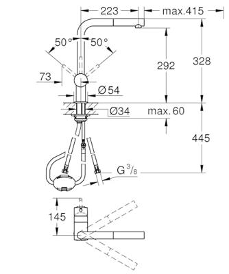 GROHE Eéngreeps spoelbakmengkraan met uittrekbare spray Minta 32168000 - thumbnail
