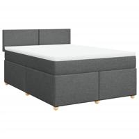 Boxspring met matras stof donkergrijs 160x200 cm - thumbnail