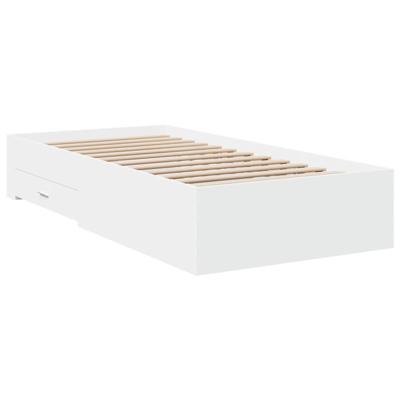 Bedframe met lades bewerkt hout wit 100x200 cm