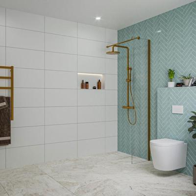 Fortifura Galeria inloopdouche - 40x200cm - helder glas - wandarm - Geborsteld koper PVD (Koper) SW797911/SW876702 Fortifura Galeria inloopdouche - 40x200cm - helder glas - wandarm - Geborsteld koper PVD (Koper) SW797911/SW876702