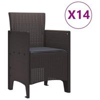 Tuin Eetset 15 pcs Bruin Groot Riet, Stof, Staal - thumbnail