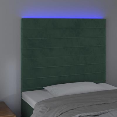 Hoofdbord LED 80x5x118/128 cm fluweel donkergroen