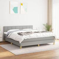 Boxspring met matras stof lichtgrijs 180x200 cm - thumbnail