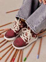 Sneakers met veters en rits bordeauxrood - thumbnail
