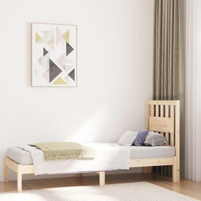 Bedframe massief grenenhout zwart 75x190 cm