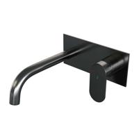 Brauer Gunmetal Edition Inbouw Wastafelmengkraan met Gebogen Uitloop en Afdekplaat Model C1 Gunmetal Geborsteld PVD - thumbnail