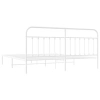 Bedframe met hoofdbord metaal wit 193x203 cm - thumbnail