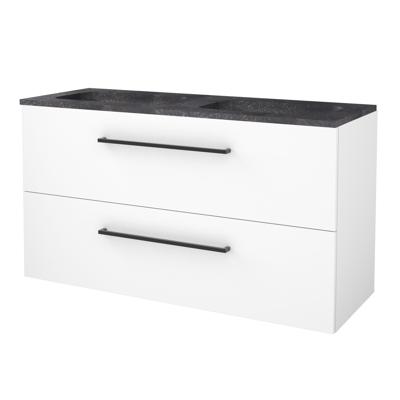 Badmeubelset BWS Salt 120x46cm Met Grepen 2 Lades Met Wastafel Hardsteen Ice White