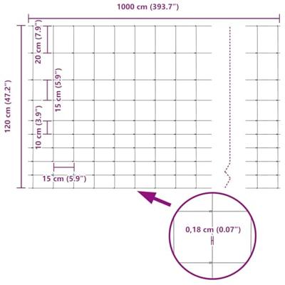 VidaXL Wilde hek warm verzinkt 1000 x 120 x 0,18 cm ijzer