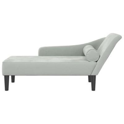 Chaise longue met kussens fluweel lichtgrijs Chaise longue met kussens fluweel lichtgrijs