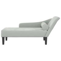 Chaise longue met kussens fluweel lichtgrijs - thumbnail