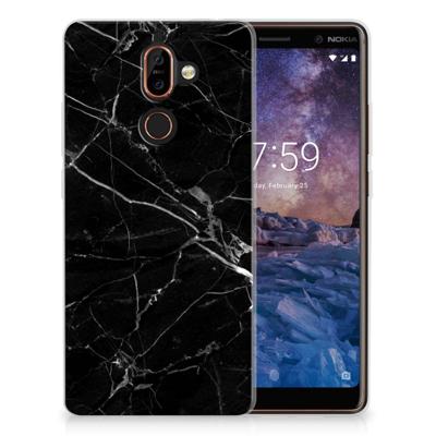 Nokia 7 Plus | TPU | Siliconen hoesje | Marmer Zwart - Origineel Cadeau Vader