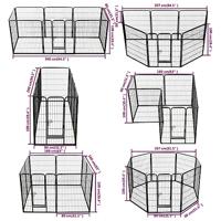 Hondenren met 8 panelen 80x100 cm staal zwart - thumbnail