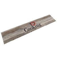 VidaXL Keukenmat wasbaar cooking-print 60x300 cm fluweel grijs - thumbnail