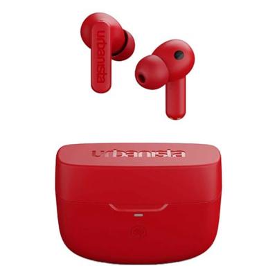 Urbanista Atlanta Hybrid Active Noise Cancelling Wireless Earbuds, Deep Bass Spatwaterbestendige Koptelefoon, Bluetooth Multipoint Oordopjes, Transparantie Modus, Draadloze Oplaadcase, Levendig Rood
