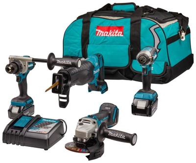 Makita DLX4157TX1 Accu Combiset 4-delig 18V 5.0Ah in Tas Makita DLX4157TX1 Accu Combiset 4-delig 18V 5.0Ah in Tas