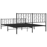 Bedframe met voetbord zonder matras metaal zwart 160x200 cm - thumbnail