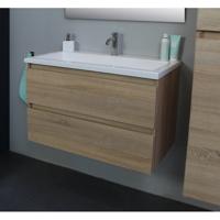 On-Line Onderkast - 80 cm - Voorgemonteerd - Acryl Wastafel - 1 Kraangat - Eiken - thumbnail