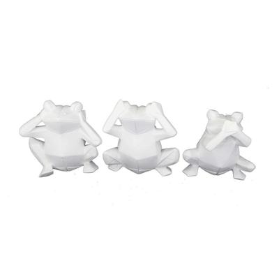 Decoratieve figuren DKD Home Decor 18,5 x 13 x 17,8 cm Wit Kikker (3 Stuks)