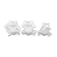 Decoratieve figuren DKD Home Decor 18,5 x 13 x 17,8 cm Wit Kikker (3 Stuks) - thumbnail