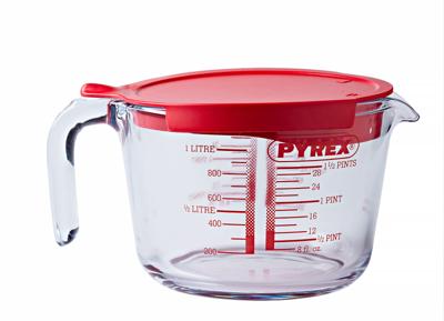 Pyrex Maatbeker glas met deksel 1L