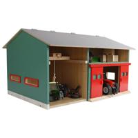 Kids Globe Farming Kids Globe werkplaats met berging en rode deuren 1:32 41x54x32cm - thumbnail