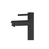 Fonteinkraan Sanilux Fone Opbouw Rond Met Geribbeld Knop Mat Zwart - thumbnail