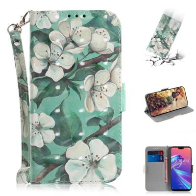 3D gekleurde tekening aquarel bloem patroon horizontale Flip lederen case voor ASUS Zenfone Max Pro (m2) ZB631KL met houder & kaartsleuven & portemon