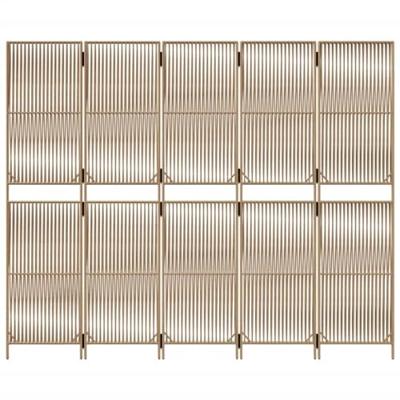 Kamerscherm 5 panelen poly rattan beige