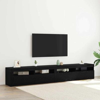 TV-kasten 2 pcs Zwart eiken 240 x 35 x 40 cm Bewerkt hout