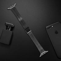 Stainless steel slim fit bandje - Zwart - Geschikt voor Apple Watch 44mm / 45mm / 46mm / 49mm - thumbnail