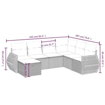 7-delige Loungeset met kussens poly rattan bruin 7-delige Loungeset met kussens poly rattan bruin