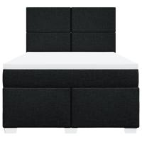 Boxspring met matras stof zwart 140x190 cm - thumbnail