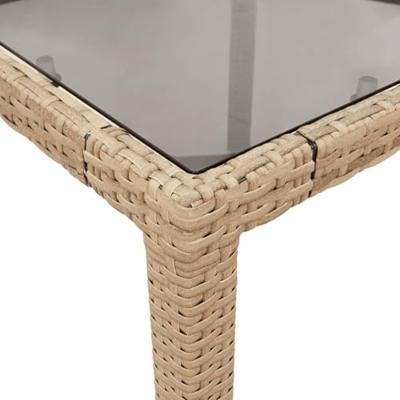 7-delige Tuinset met kussens poly rattan en glas beige - thumbnail