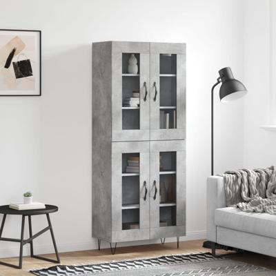 Hoge kast 69,5x34x180 cm bewerkt hout betongrijs