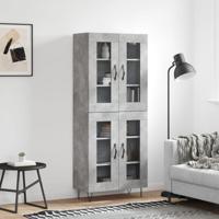 Hoge kast 69,5x34x180 cm bewerkt hout betongrijs - thumbnail