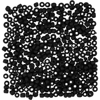 Creativ Company Rocailles, d 3 mm, afm 8/0, gatgrootte 0,6-1,0 mm, mat zwart, 25 gr/ 1 doos