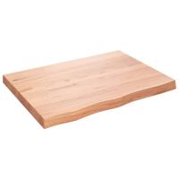 Tafelblad 80x60x(2-6) cm behandeld massief eikenhout lichtbruin - thumbnail