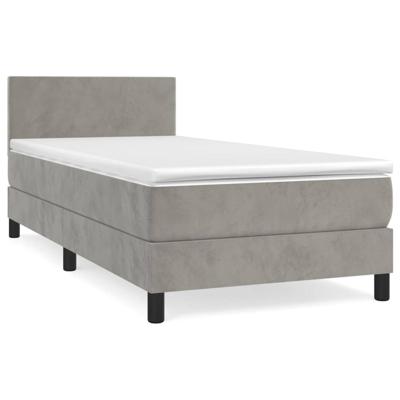 Boxspring met matras fluweel lichtgrijs 90x190 cm