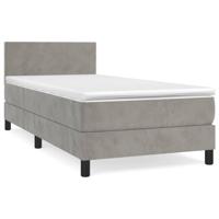 Boxspring met matras fluweel lichtgrijs 90x190 cm - thumbnail