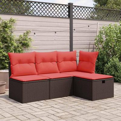 Tuinkruk met kussen 55x55x37 cm poly rattan bruin Tuinkruk met kussen 55x55x37 cm poly rattan bruin