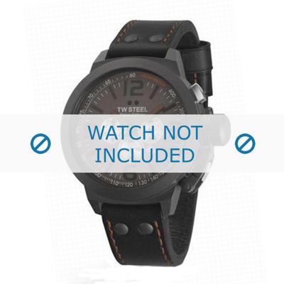 TW Steel horlogeband TWB879 Leder Grijs + oranje stiksel TW Steel horlogeband TWB879 Leder Grijs + oranje stiksel