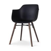 Nolon Nena-Puk Eetkamerstoel Zwart - Armleuning - Walnoot Onderstel - thumbnail