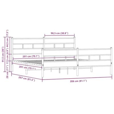 Bedframe zonder matras metaal bruin eikenkleurig 200x200 cm