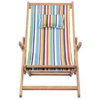 VidaXL Opklapbare stoel met stoffen bekleding en houten frame, meerkleurig. - thumbnail