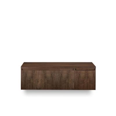 Frozen 3d Badmeubelset 140 cm - Greeplijst in kleur - Wastafel Onderkast - met Bovenblad Dark Oak