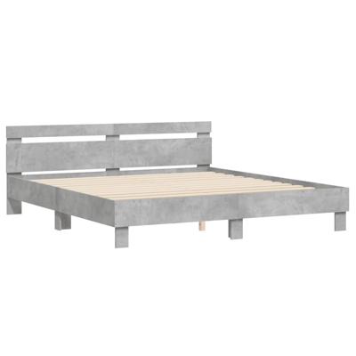 Bedframe met hoofdeinde bewerkt hout betongrijs 200x200 cm