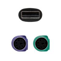 NANOCABLE 10.03.0101 PS/2 converter (toetsenbord en muis) naar USB 2.0, type 2xPS/2/H-A/M, Female, Zwart, 15 cm - thumbnail