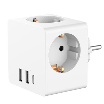 Accezz PowerCube 6-in-1 1x USB-C+2x USB-A+3x stopcontact 4000W Oplader Wit Accezz PowerCube 6-in-1 1x USB-C+2x USB-A+3x stopcontact 4000W Oplader Wit